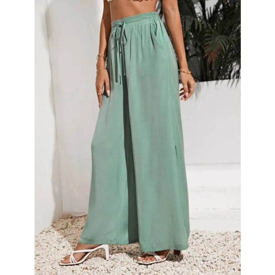 Drawstring Wide Leg Pants Clothing