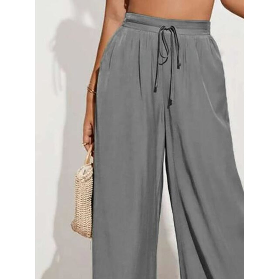 Drawstring Wide Leg Pants Clothing