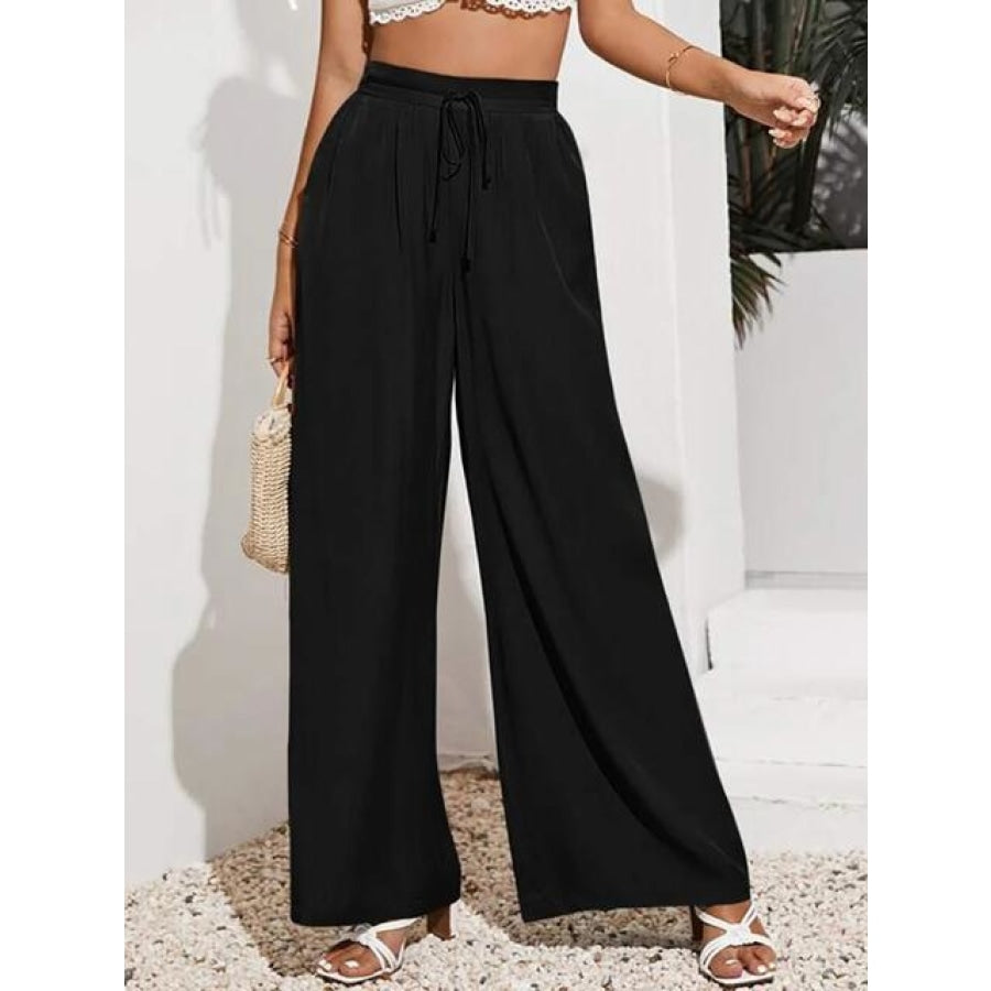 Drawstring Wide Leg Pants Clothing