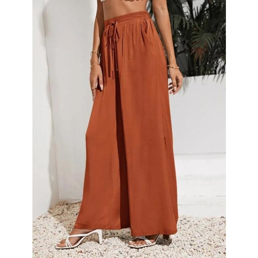 Drawstring Wide Leg Pants Clothing