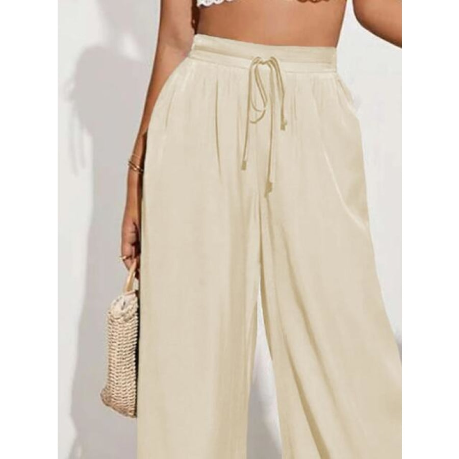 Drawstring Wide Leg Pants Clothing