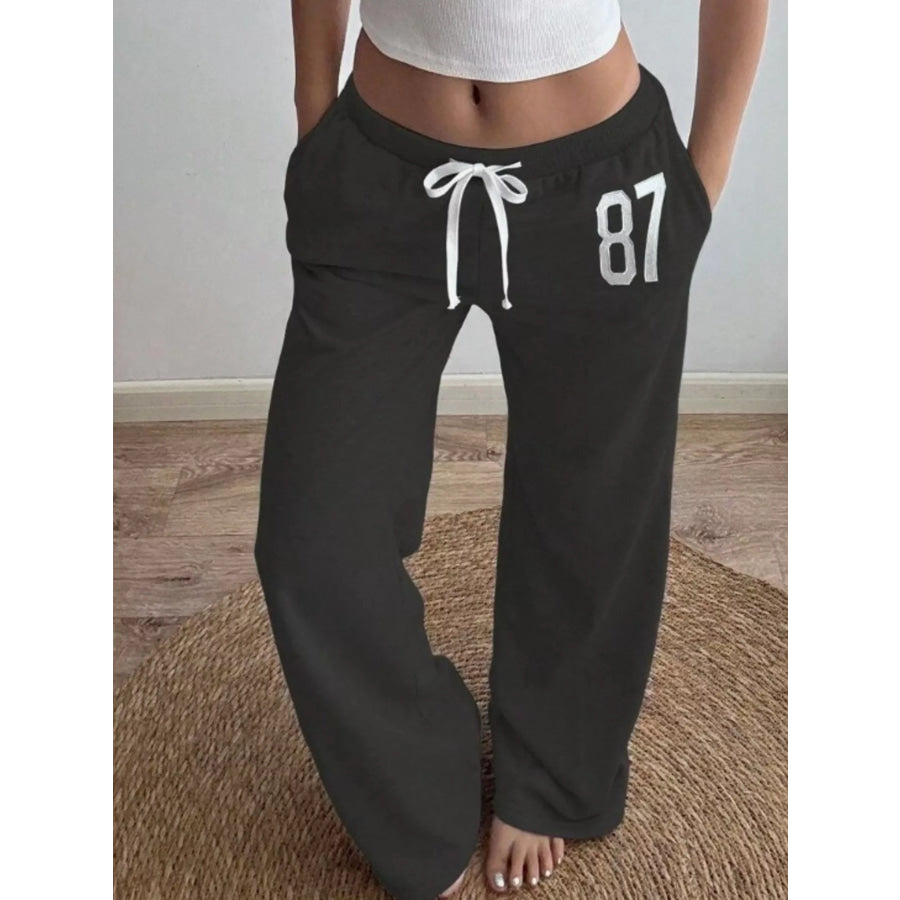 Drawstring Wide Leg Pants Dark Gray / XS Apparel and Accessories