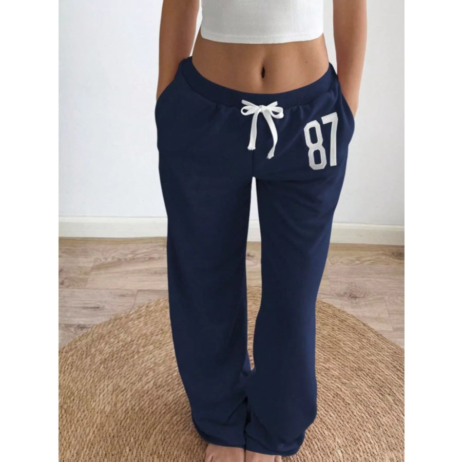 Drawstring Wide Leg Pants Navy Blue / XS Apparel and Accessories