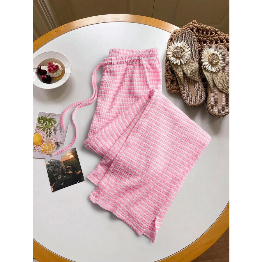 Drawstring Wide Leg Pants Pink / S Apparel and Accessories