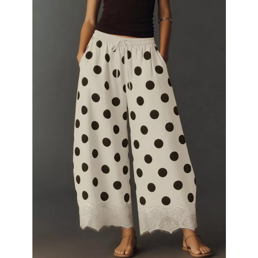 Drawstring Wide Leg Pants White / S Apparel and Accessories