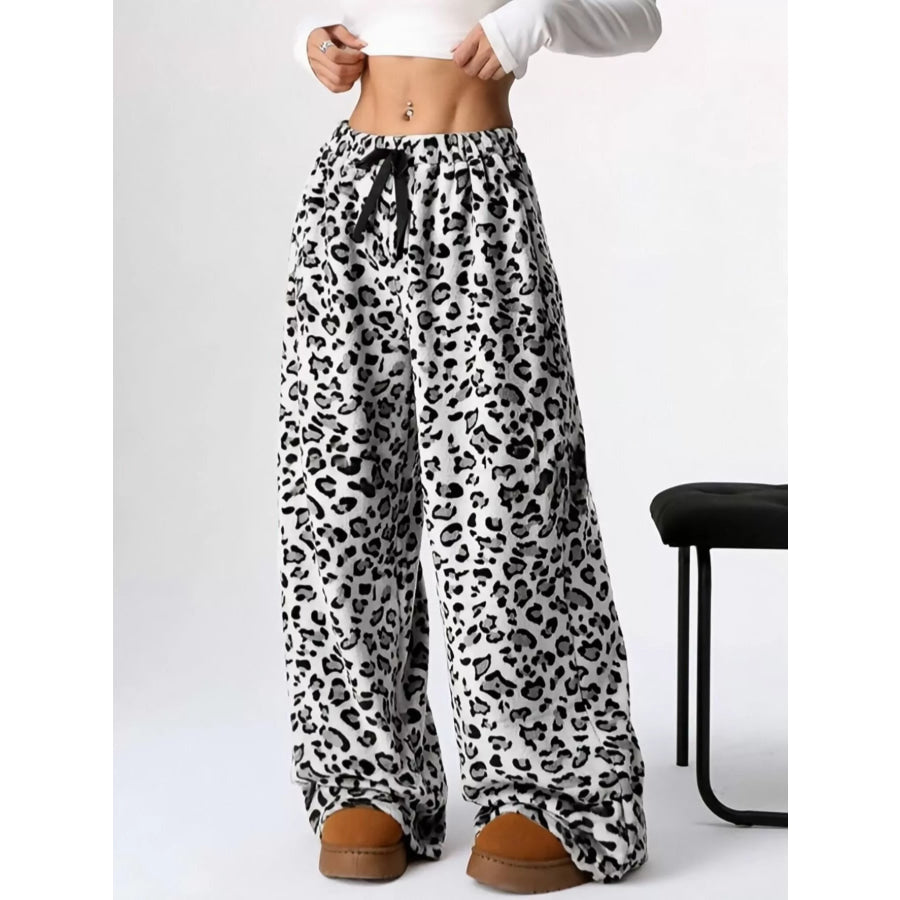 Drawstring Wide Leg Pants White / S Apparel and Accessories
