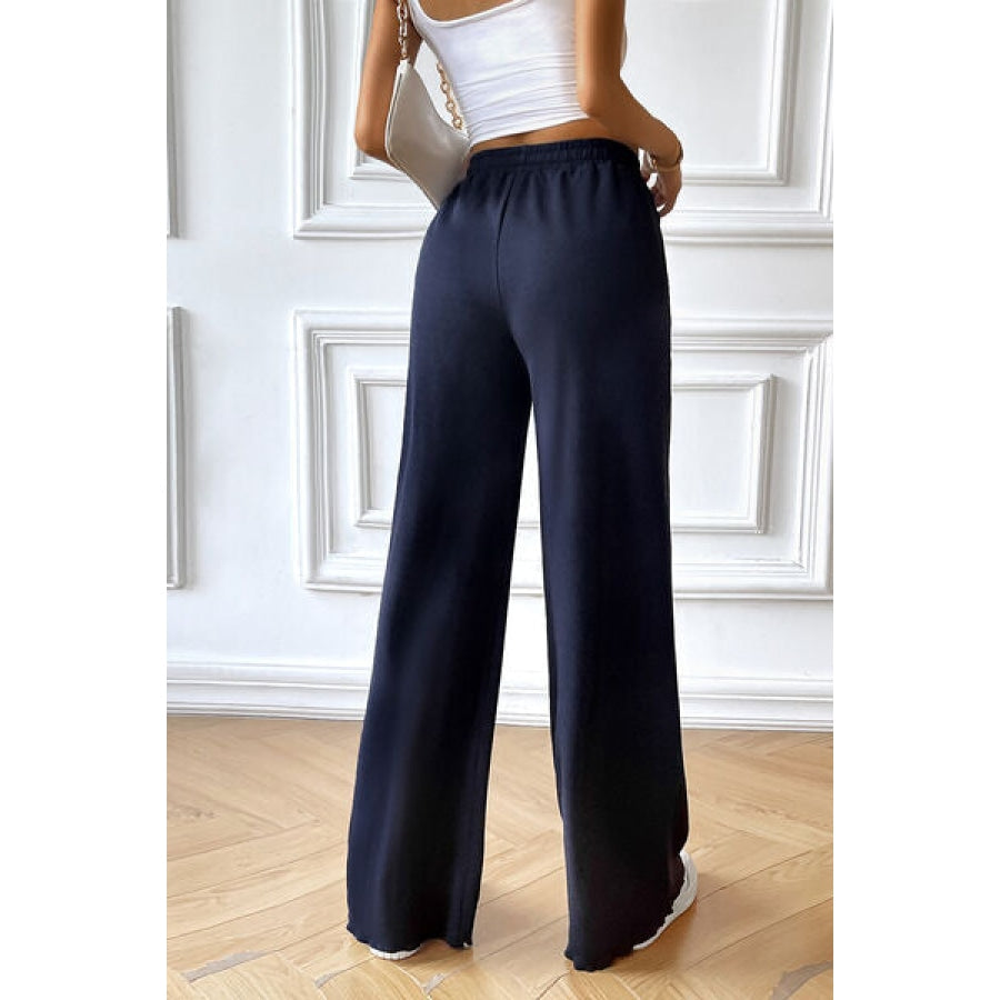 Drawstring Wide Leg Pants with Pocketed Clothing