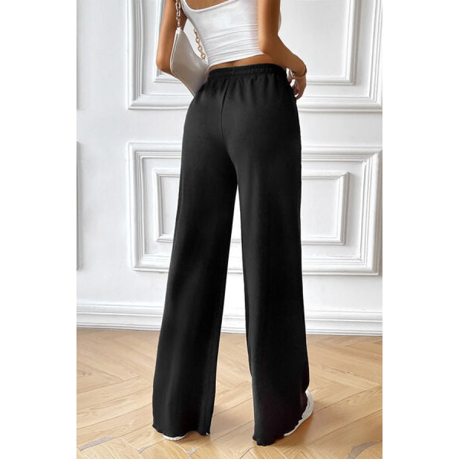 Drawstring Wide Leg Pants with Pocketed Clothing