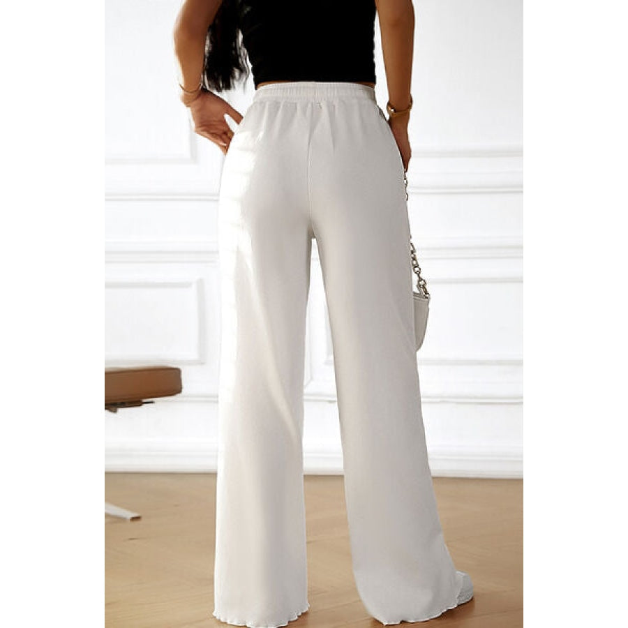 Drawstring Wide Leg Pants with Pocketed Clothing