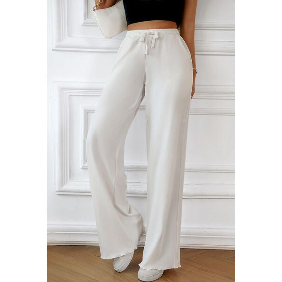 Drawstring Wide Leg Pants with Pocketed Clothing