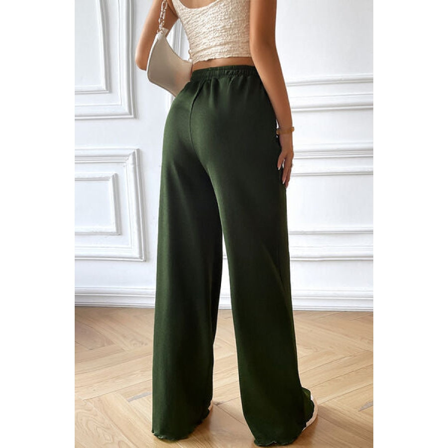 Drawstring Wide Leg Pants with Pocketed Clothing