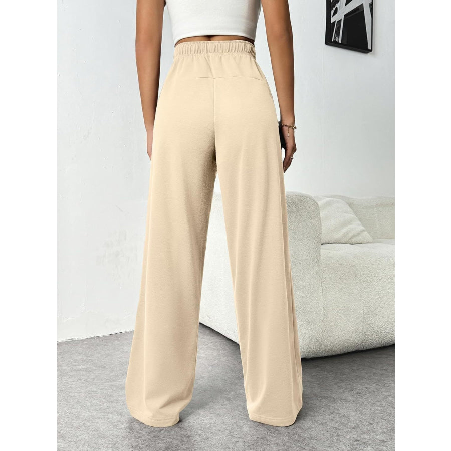 Drawstring Wide Leg Pants with Pockets Apparel and Accessories