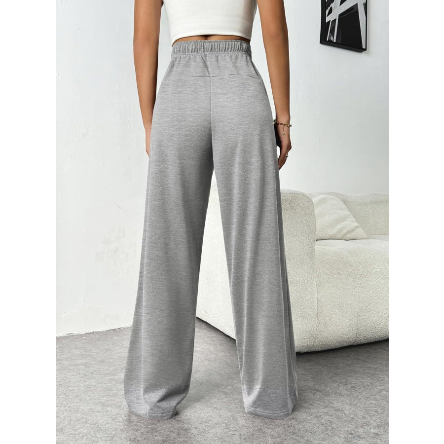 Drawstring Wide Leg Pants with Pockets Apparel and Accessories