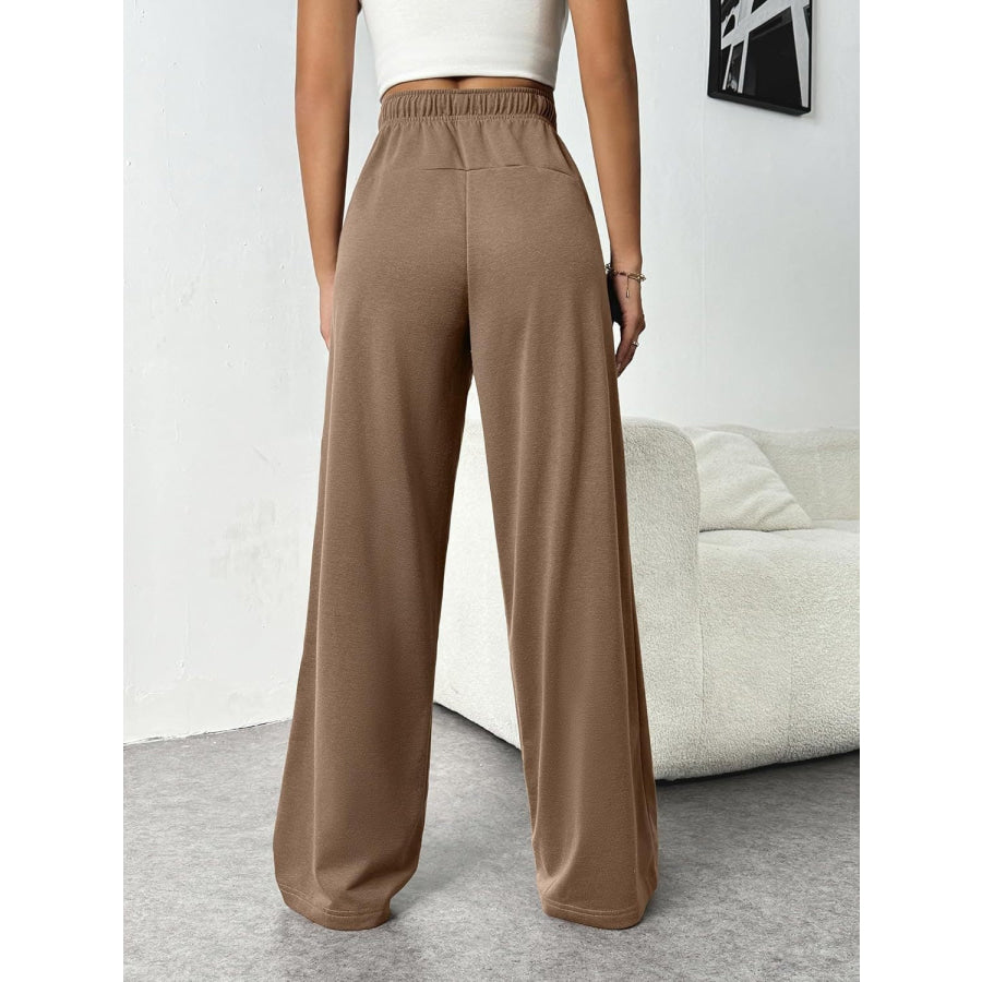 Drawstring Wide Leg Pants with Pockets Apparel and Accessories