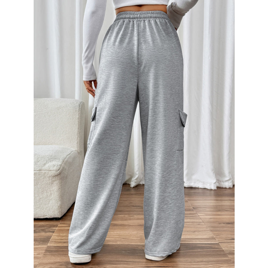 Drawstring Wide Leg Pants with Pockets Apparel and Accessories