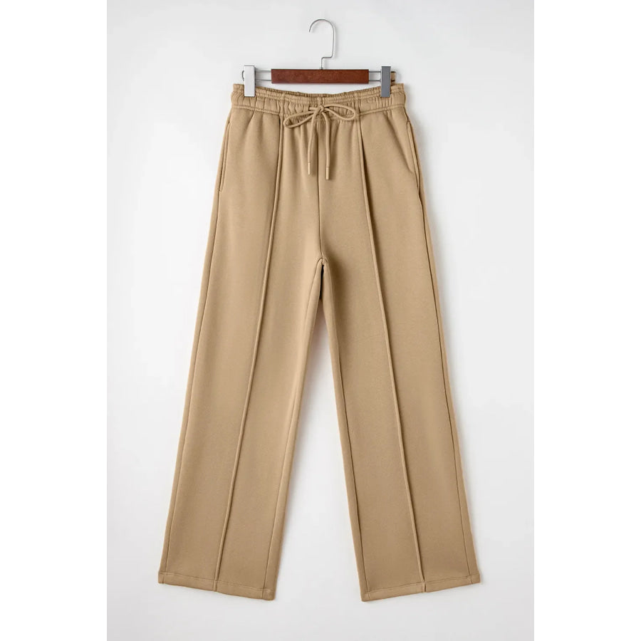 Drawstring Wide Leg Pants with Pockets Apparel and Accessories