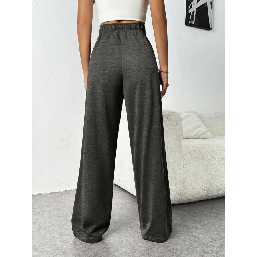 Drawstring Wide Leg Pants with Pockets Apparel and Accessories