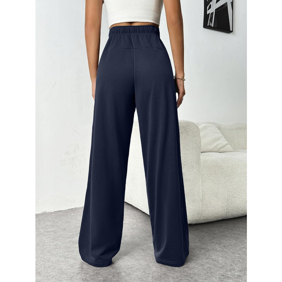 Drawstring Wide Leg Pants with Pockets Apparel and Accessories