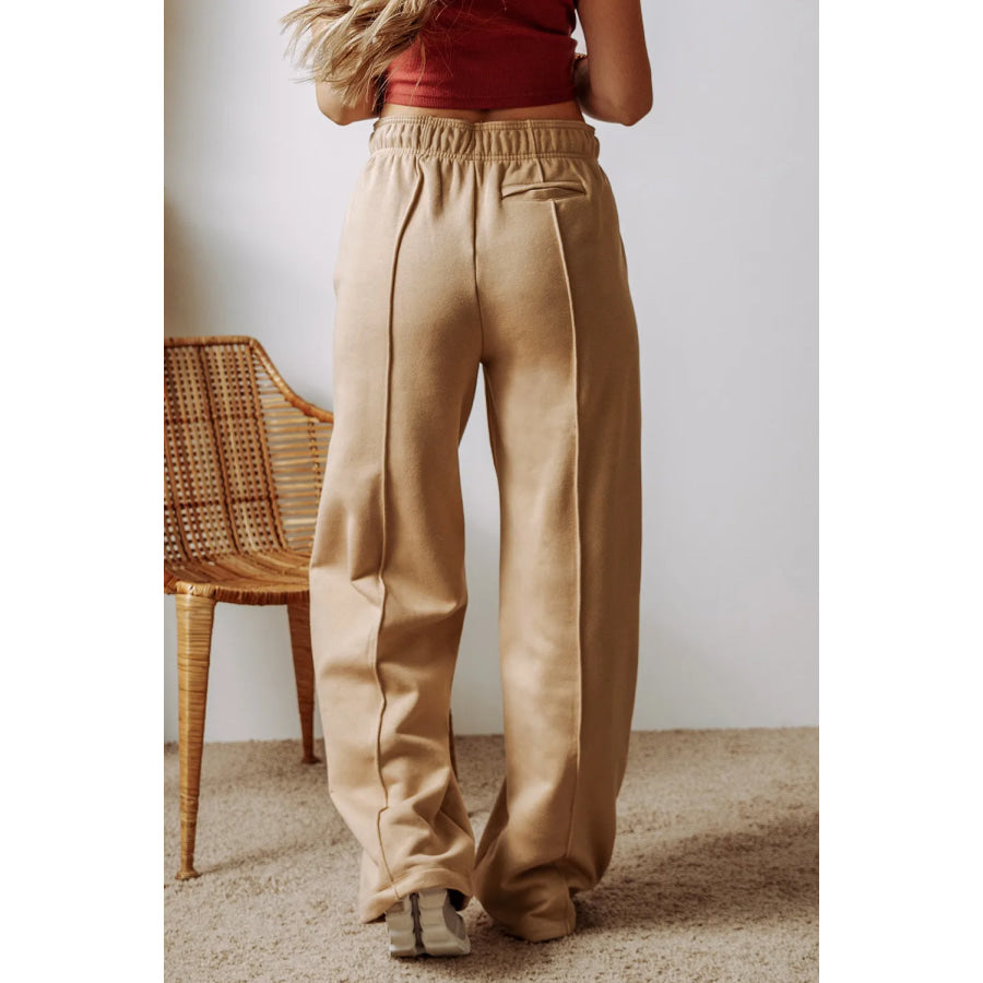 Drawstring Wide Leg Pants with Pockets Apparel and Accessories