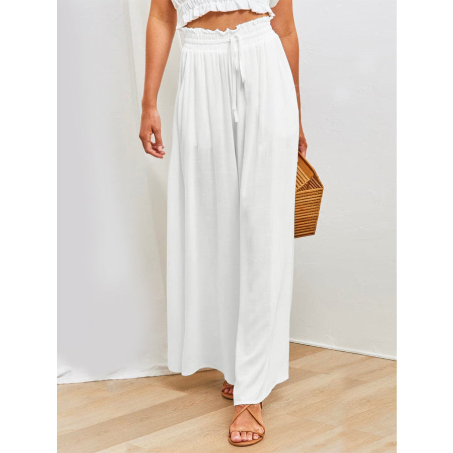 Drawstring Wide Leg Pants with Pockets Apparel and Accessories