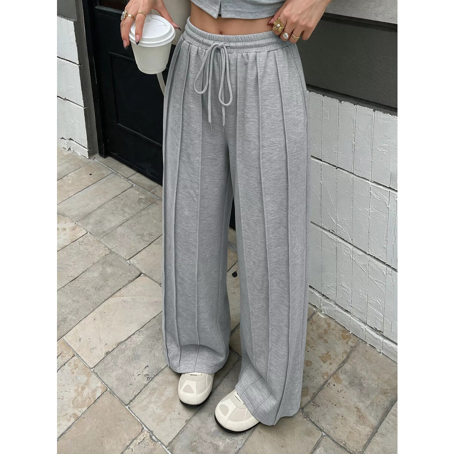 Drawstring Wide-Leg Sweatpants Apparel and Accessories