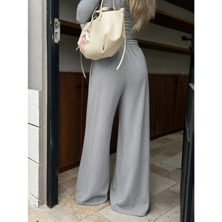 Drawstring Wide-Leg Sweatpants Apparel and Accessories