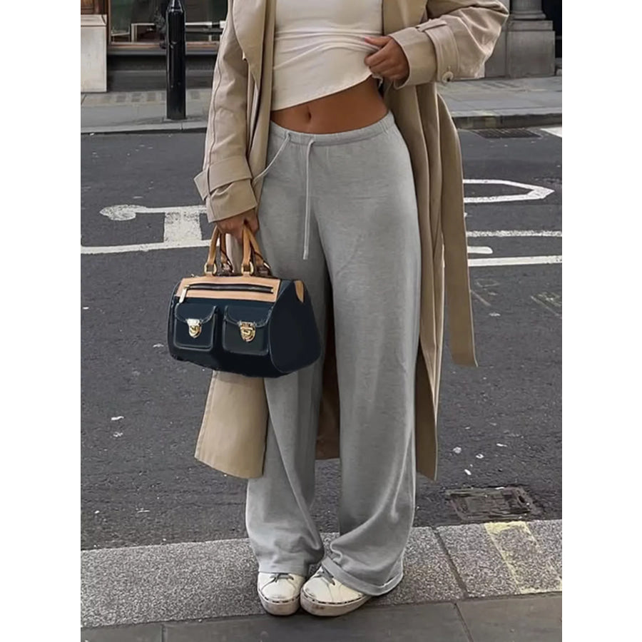 Drawstring Wide-Leg Sweatpants Apparel and Accessories