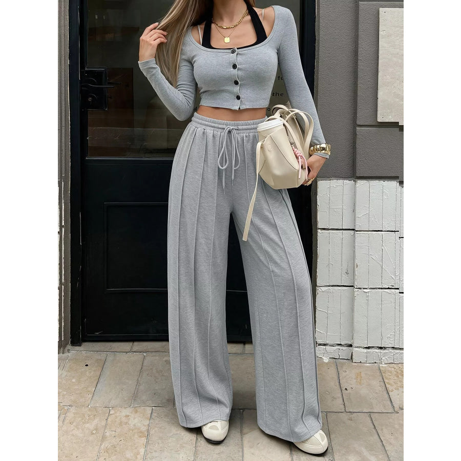 Drawstring Wide-Leg Sweatpants Apparel and Accessories