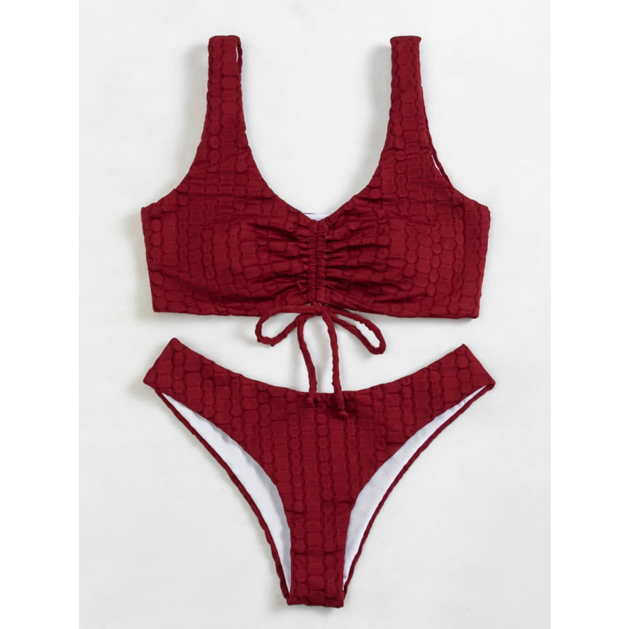 Drawstring Wide Strap Two - Piece Swim Set Apparel and Accessories