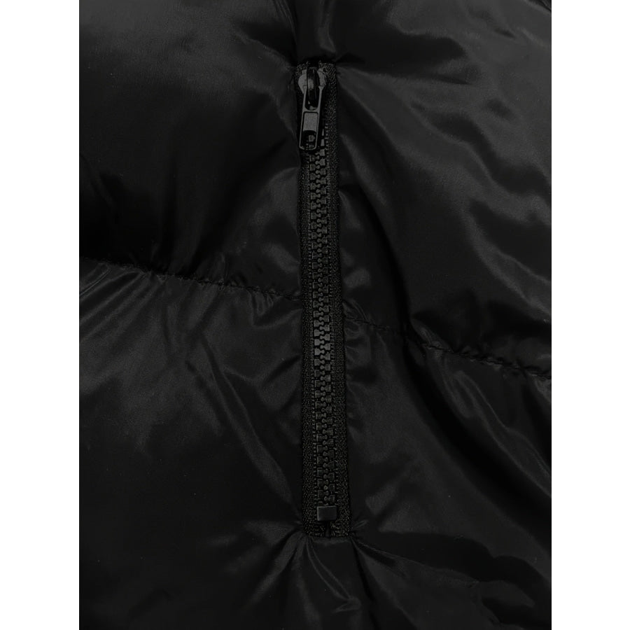 Drawstring Zip Up Hooded Longline Vest Coat Apparel and Accessories