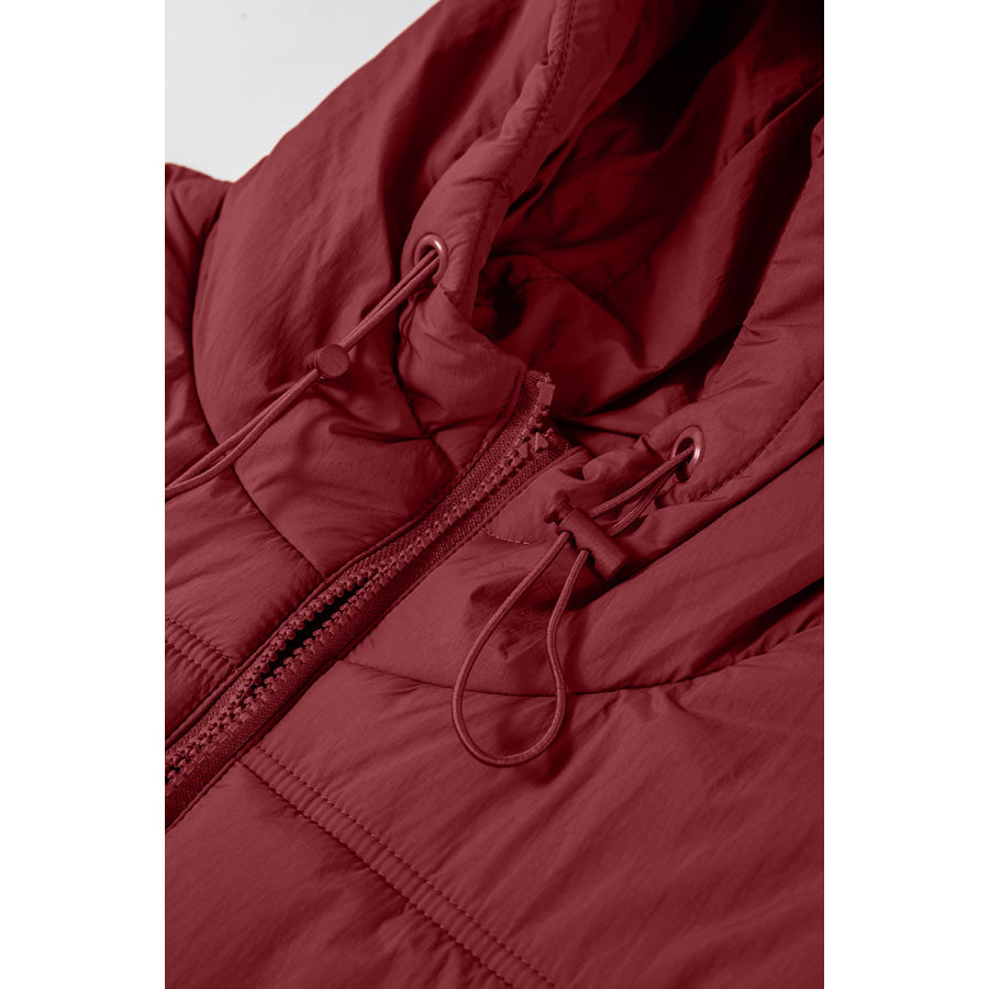 Drawstring Zip Up Hooded Vest Coat Apparel and Accessories