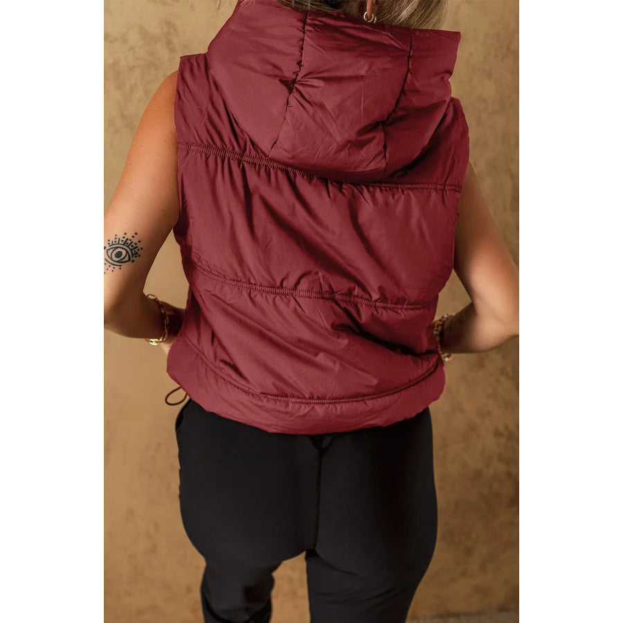 Drawstring Zip Up Vest Coat Apparel and Accessories