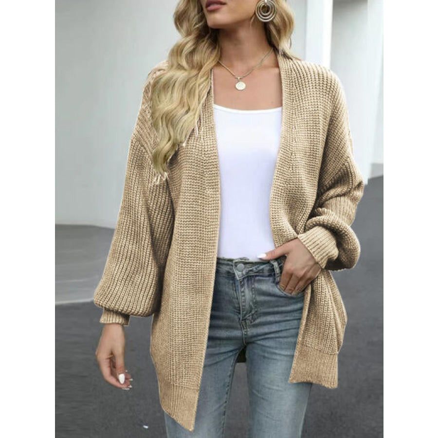 Drop Shoulder Balloon Sleeve Cardigan Clothing