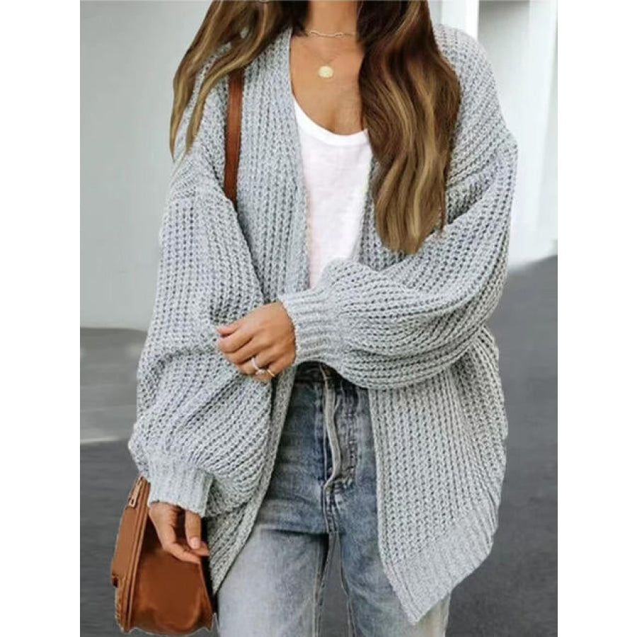 Drop Shoulder Balloon Sleeve Cardigan Clothing