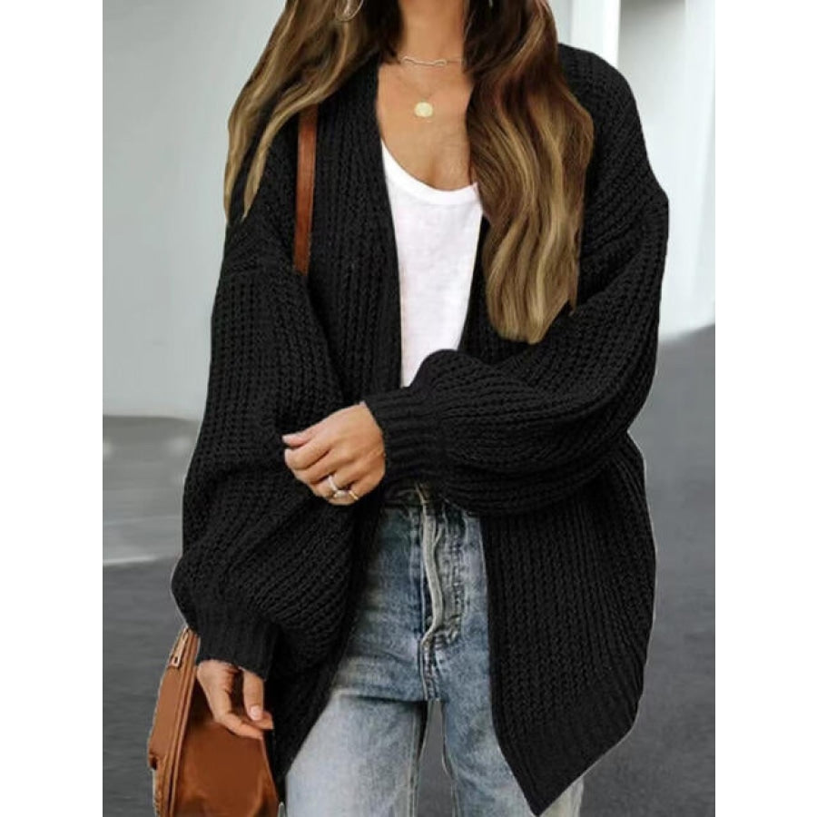 Drop Shoulder Balloon Sleeve Cardigan Clothing