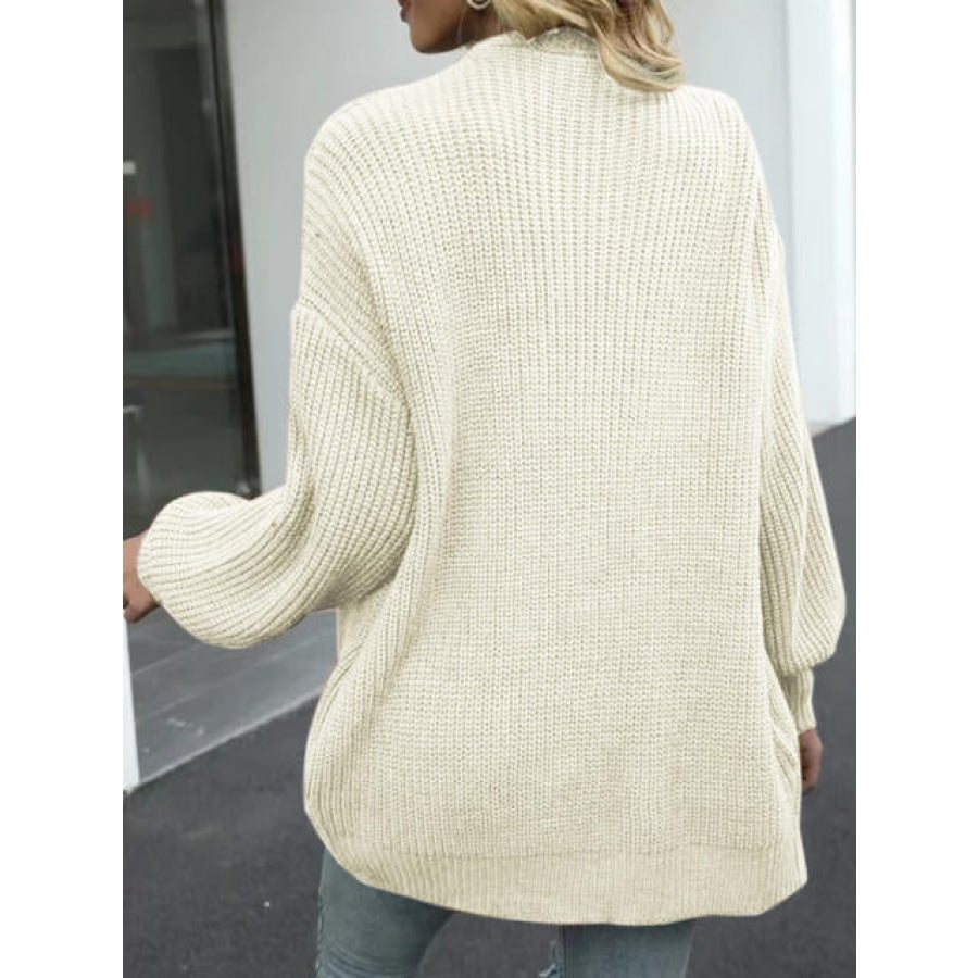 Drop Shoulder Balloon Sleeve Cardigan Clothing