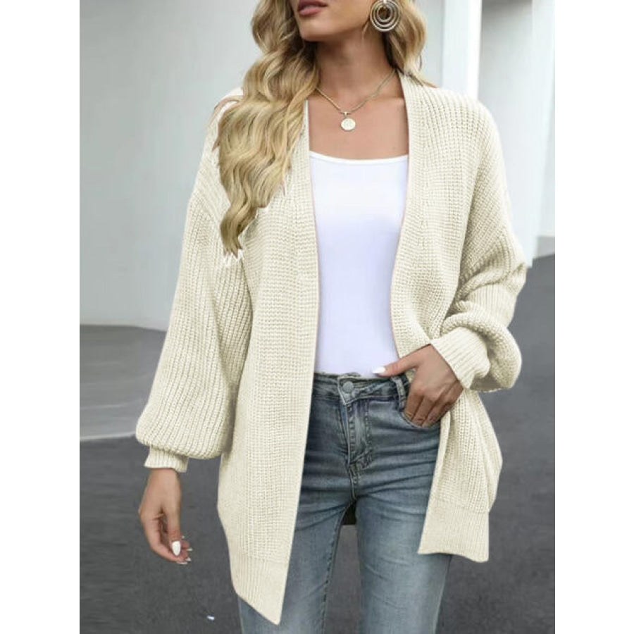 Drop Shoulder Balloon Sleeve Cardigan Clothing