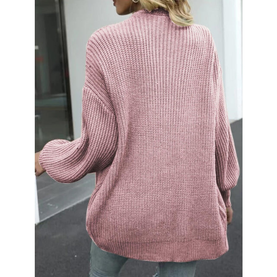 Drop Shoulder Balloon Sleeve Cardigan Clothing