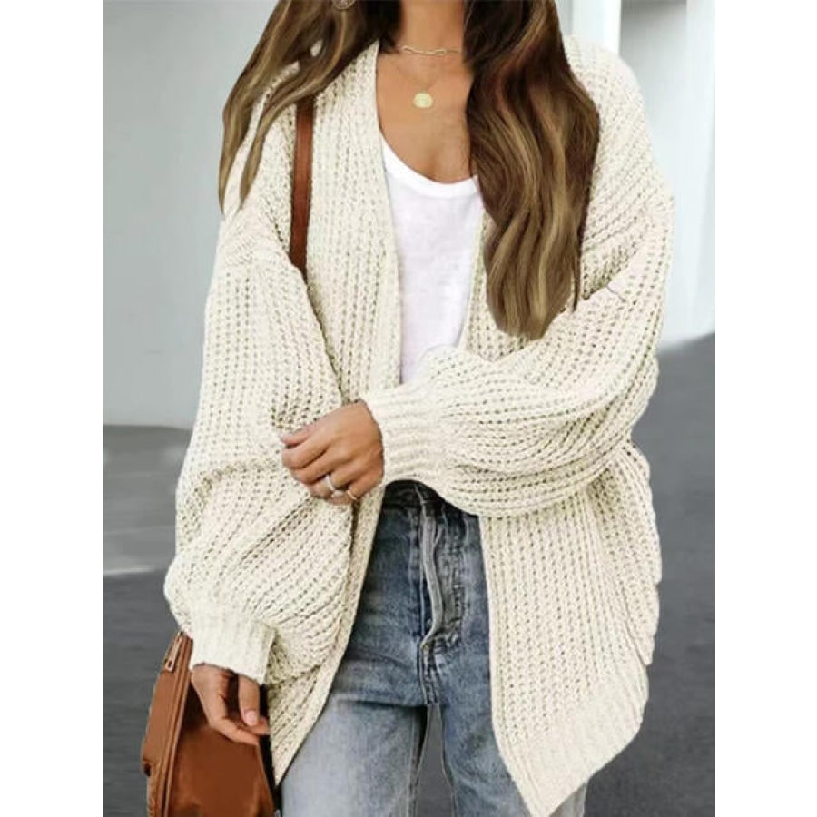 Drop Shoulder Balloon Sleeve Cardigan Sand / S Clothing