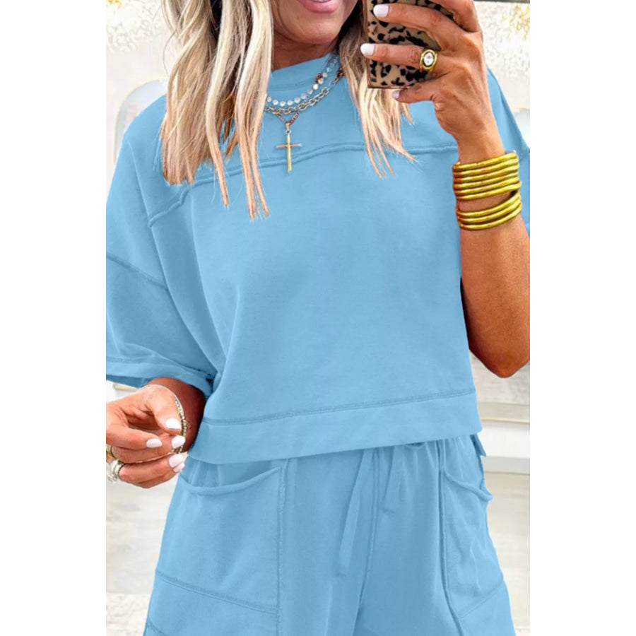 Drop Shoulder Boxy Tee and Barrel Pants Set Apparel and Accessories