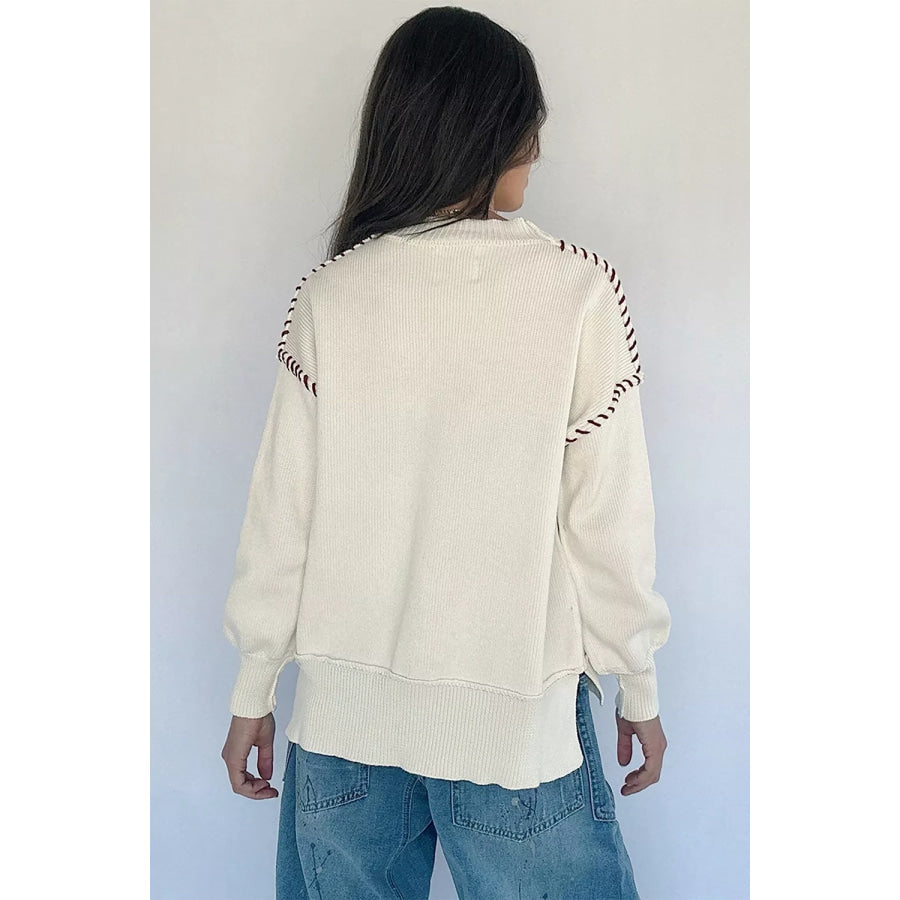 Drop Shoulder Game Day Letter Sweater Apparel and Accessories