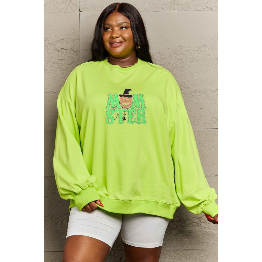 Drop Shoulder Graphic Sweatshirt Lime / S