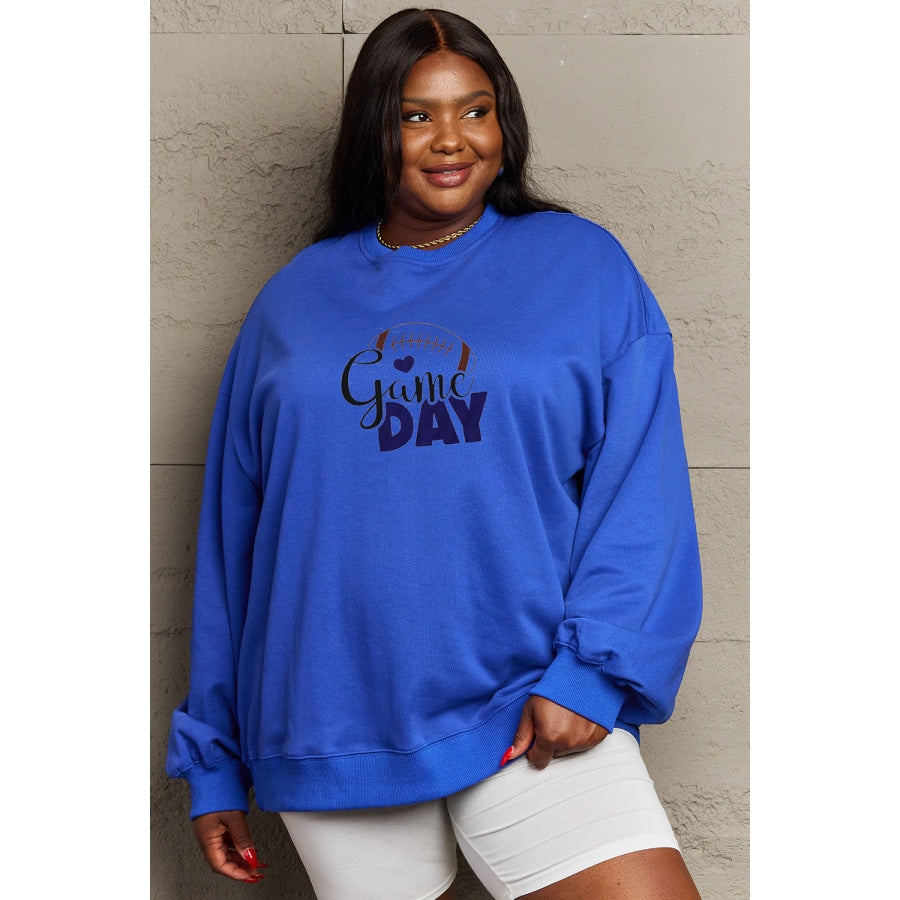 Drop Shoulder Graphic Sweatshirt Royal Blue / S