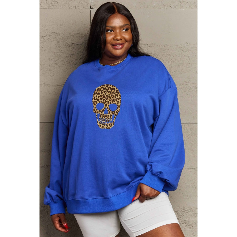 Drop Shoulder Graphic Sweatshirt Royal Blue / S