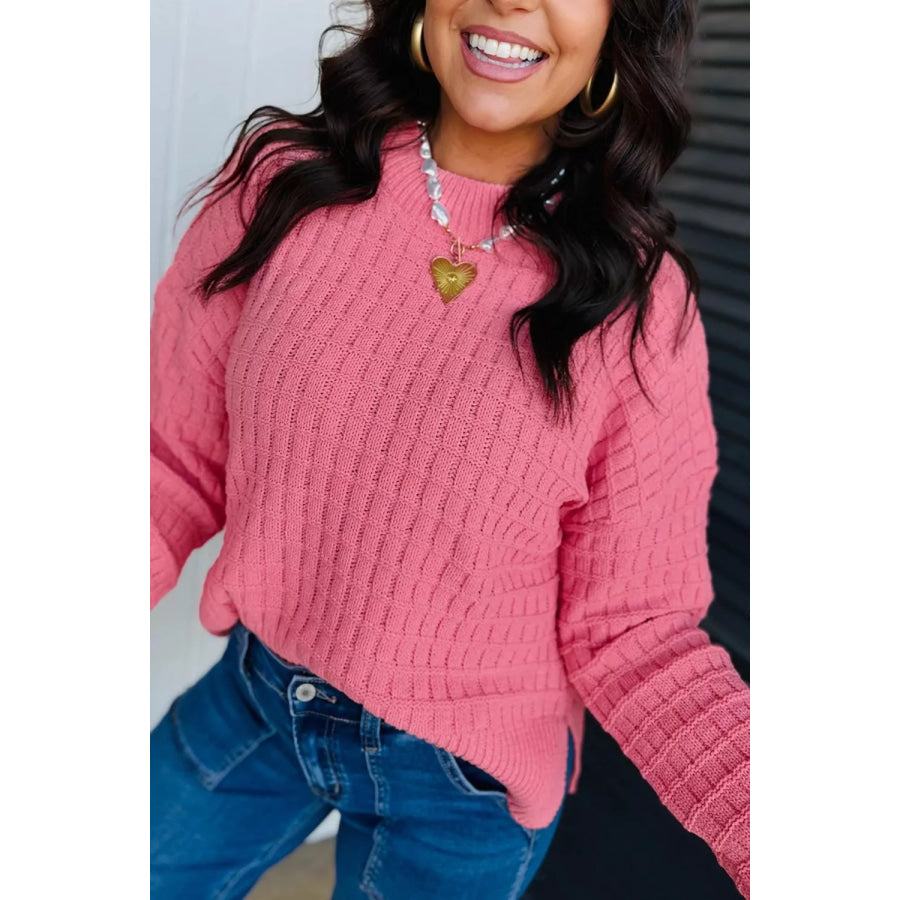 Drop Shoulder Long Sleeve Knit Regular Fit Sweater Apparel and Accessories