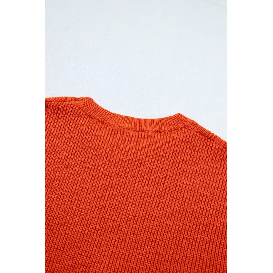 Drop Shoulder Long Sleeve Round Neck Halloween Sweater Apparel and Accessories