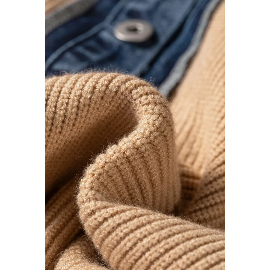 Drop Shoulder Placket Paneling Shirt Collar Long Sleeve Cardigan Apparel and Accessories