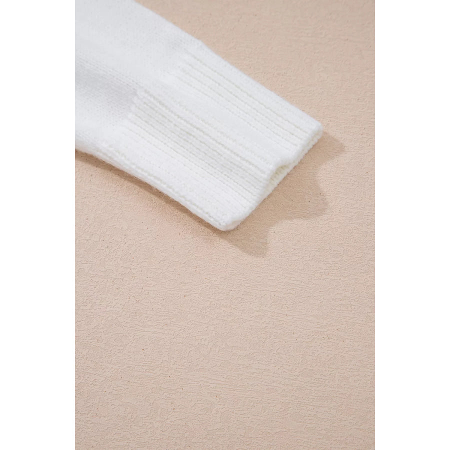 Drop Shoulder Round Neck Long Sleeve Sweater Apparel and Accessories