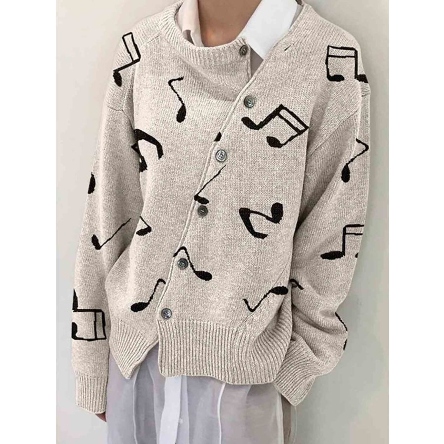 Dropped Shoulder Buttoned Cardigan Beige / XS