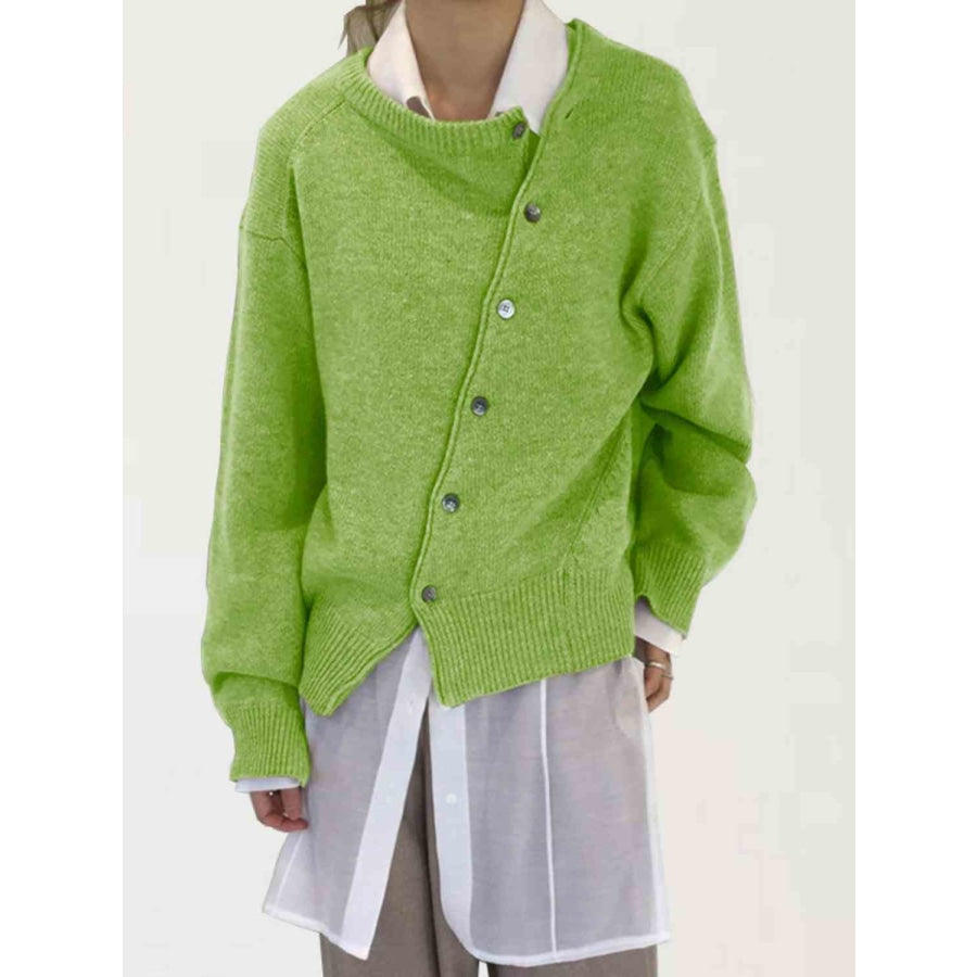 Dropped Shoulder Buttoned Cardigan Matcha Green / XS